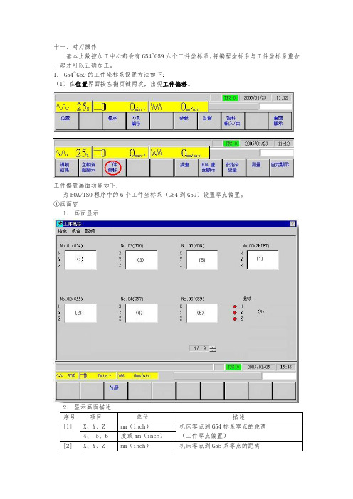 mazake操作面板-对刀操作工件偏移坐标