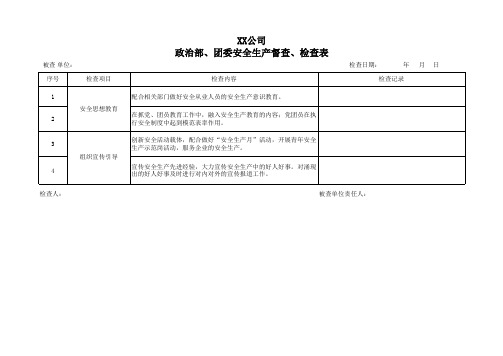 安全生产督查、检查表