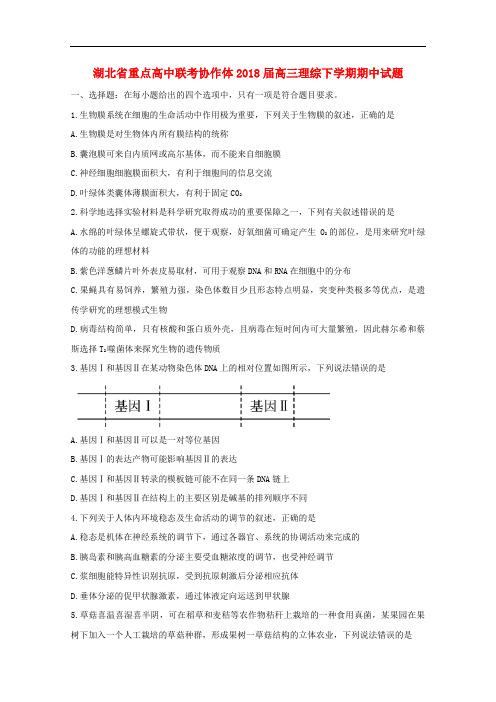 湖北省重点高中联考协作体高三理综下学期期中试题