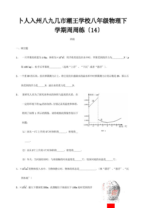 八年级物理下学期周周练14试题