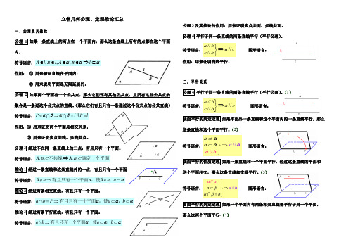 立体几何公理、定理推论汇总