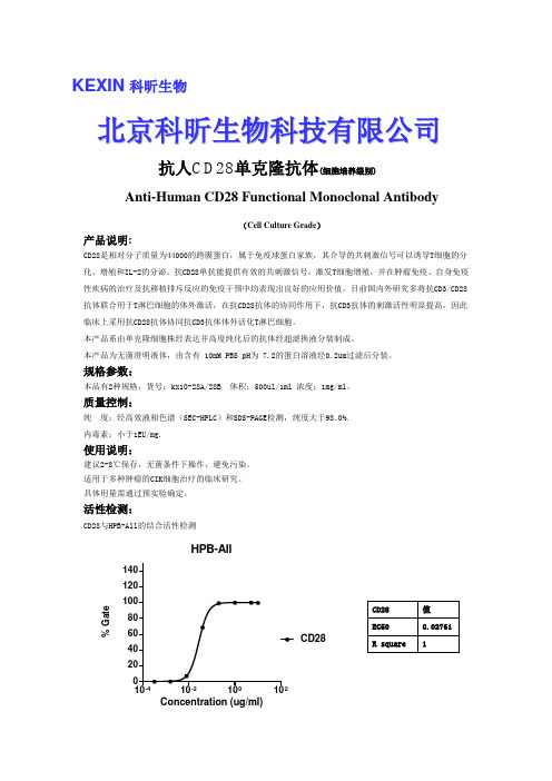 抗人CD28单克隆抗体说明书