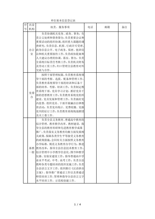 单位基本信息登记表