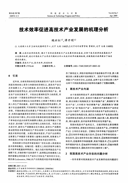 技术效率促进高技术产业发展的机理分析