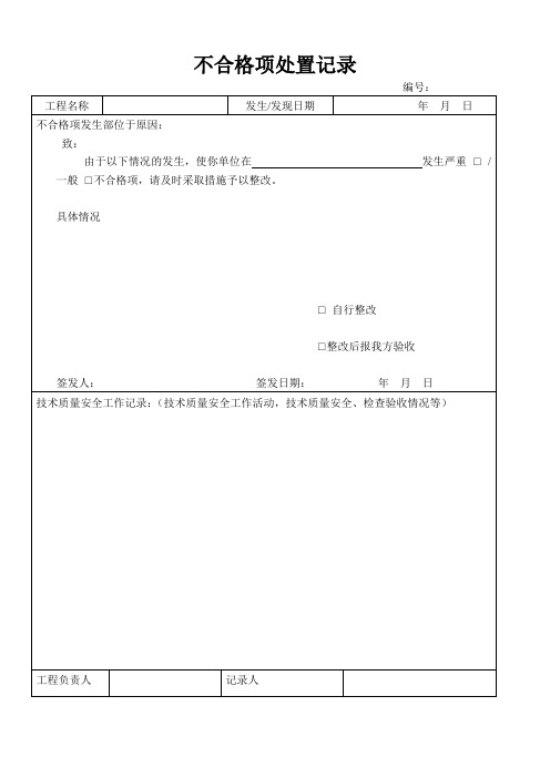 不合格项处置记录表(模板)