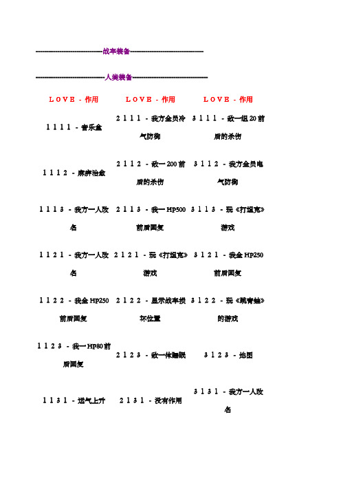 重装机兵人类,战车道具装备一览绝对中文