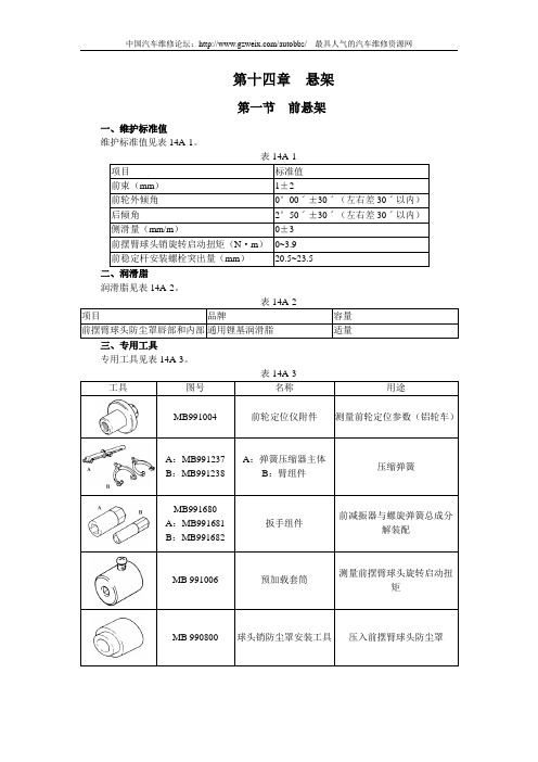 哈飞赛马全车维修手册第14章悬架