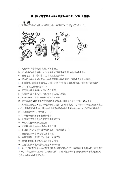 四川省成都市第七中学人教版生物必修一试卷(含答案)