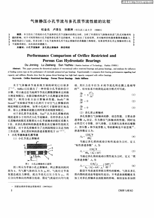 气体静压小孔节流与多孔质节流性能的比较