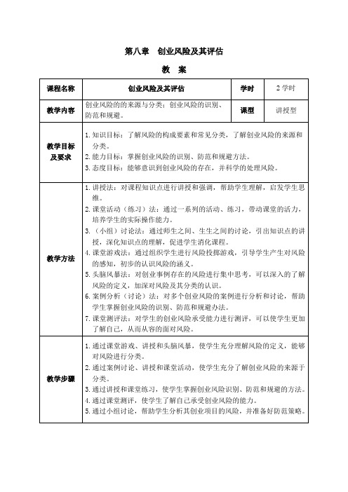 教案08-第八章-创业风险及其评估