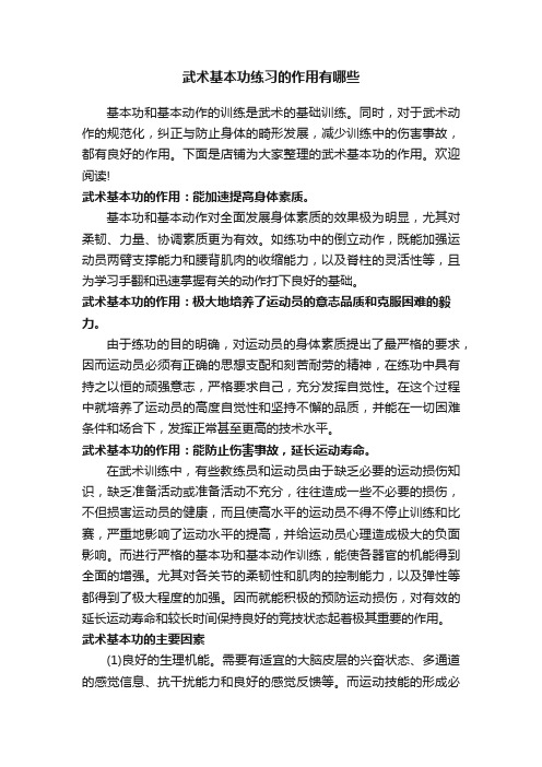 武术基本功练习的作用有哪些