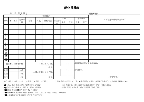 4S店(专卖店)营业日报表(完整版)