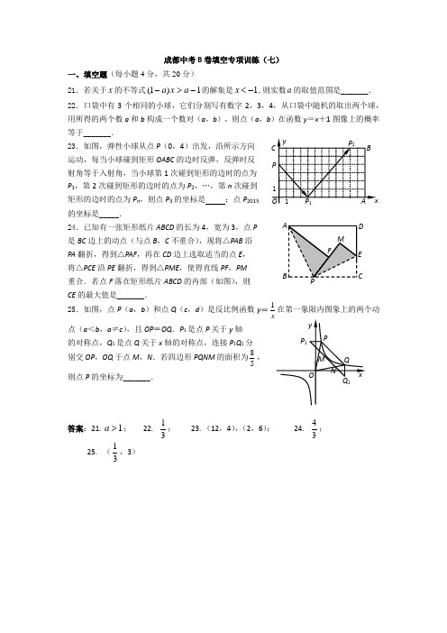 成都中考B卷填空专项训练7