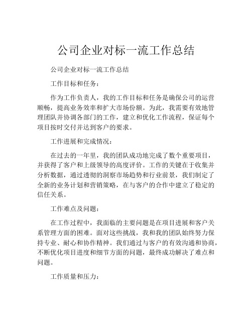 公司企业对标一流工作总结