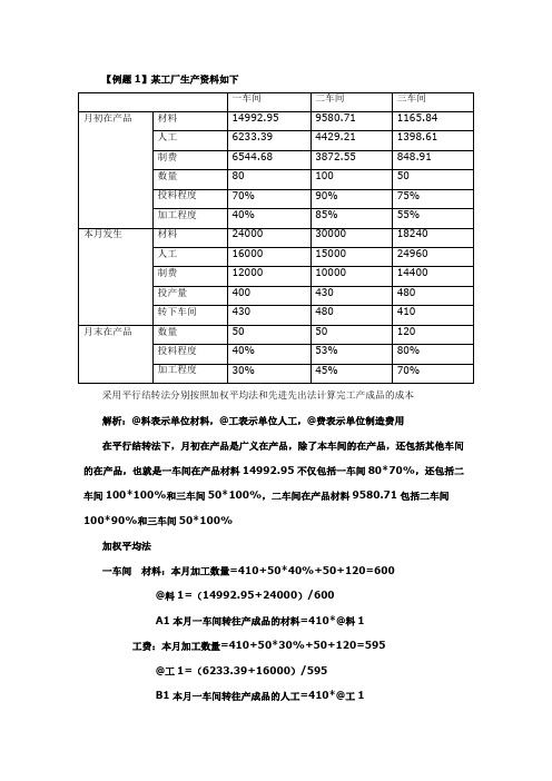 南京大学会计学考研真题成本会计相关例题及参考答案精选