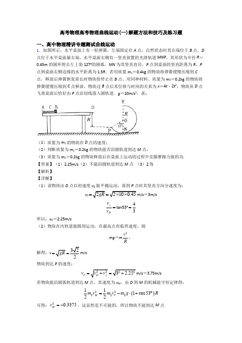 高考物理高考物理曲线运动(一)解题方法和技巧及练习题