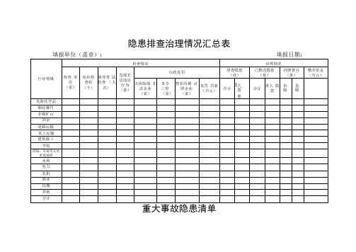 隐患排查治理情况汇总表