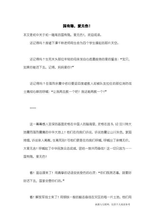 初一随笔:国有殇,爱无伤!