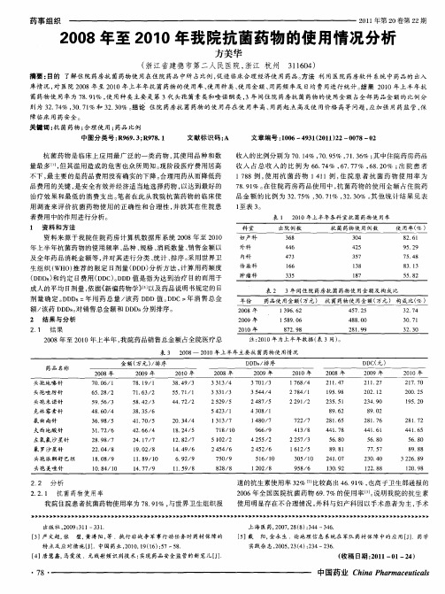 2008年至2010年我院抗菌药物的使用情况分析