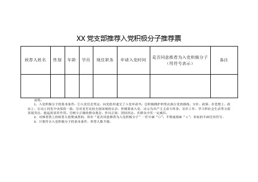 入党积极分子推荐票