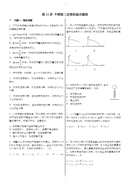 牛顿第二定律的基本题型附答案