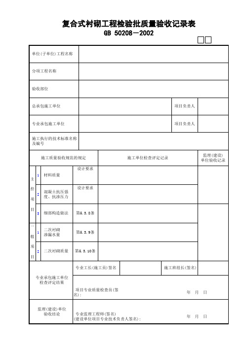 09复合式衬砌工程检验批质量验收记录表GD24010509