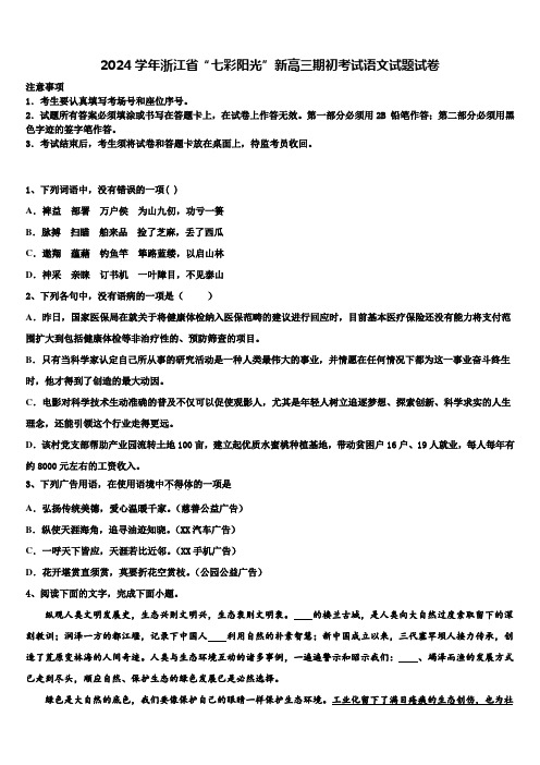 2024学年浙江省“七彩阳光”新高三期初考试语文试题试卷含解析