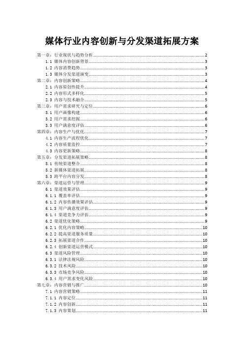 媒体行业内容创新与分发渠道拓展方案