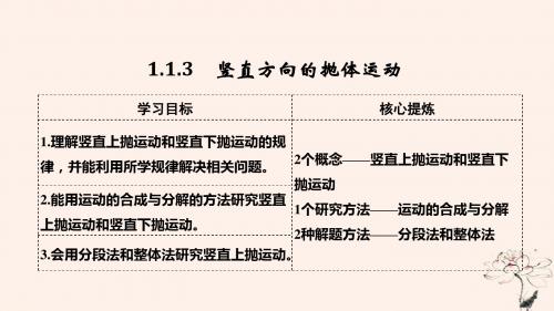 2018届高考物理主题一曲线运动与万有引力定律1.1抛体运动1.1.3竖直方向的抛体运动课件