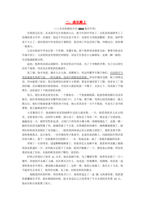 中考语文总复习第四编现代文阅读专题三记叙文阅读二成长路上精练