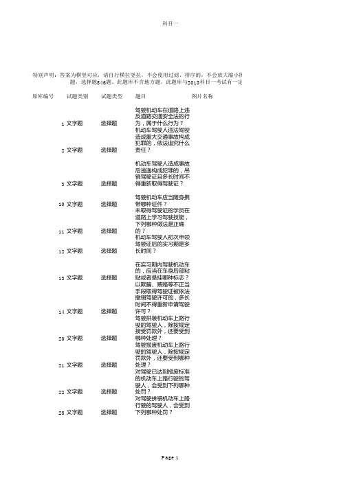 科目一题库2014最新版带插图900题