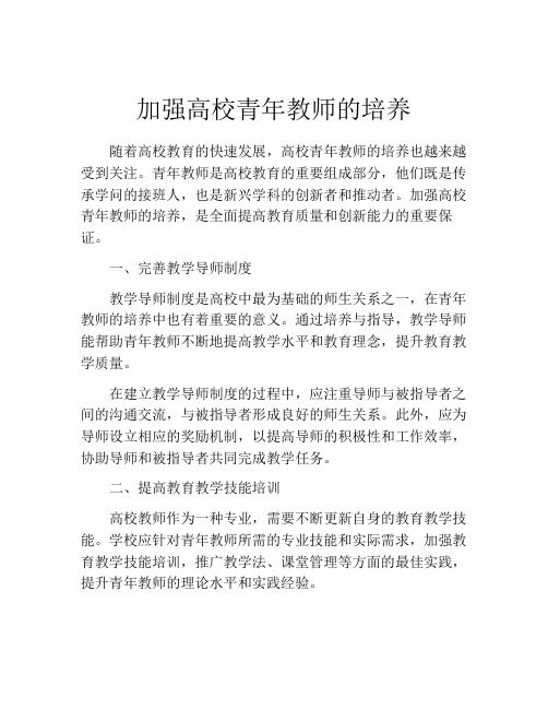 加强高校青年教师的培养