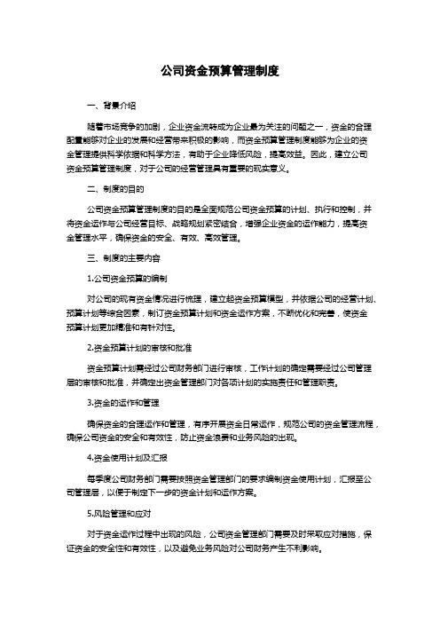 公司资金预算管理制度