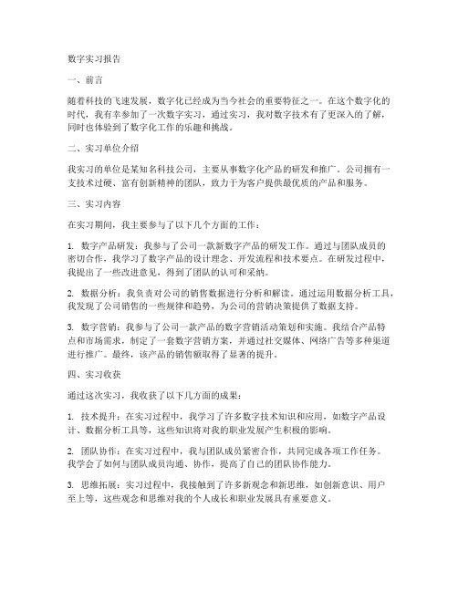 数字实习报告范文