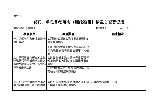 《廉政准则》情况自查登记表2