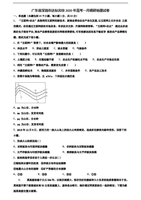 广东省深圳市达标名校2020年高考一月调研地理试卷含解析