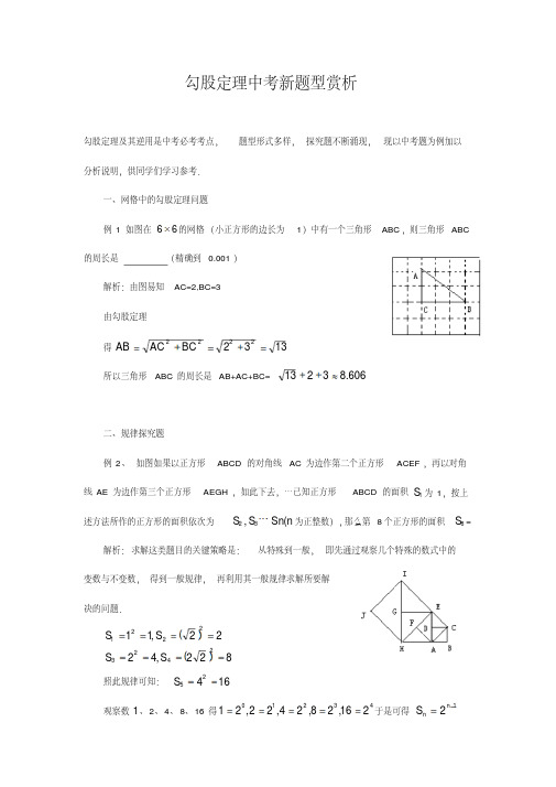 中考数学复习指导：勾股定理中考新题型赏析