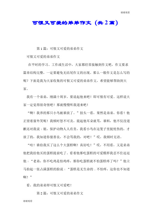 可恨又可爱的弟弟作文(共2篇).doc