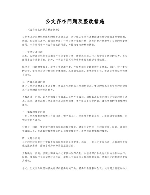 公文存在问题及整改措施