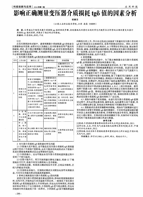 影piXiE确测量变压器介质损耗tgδ值的因素分析