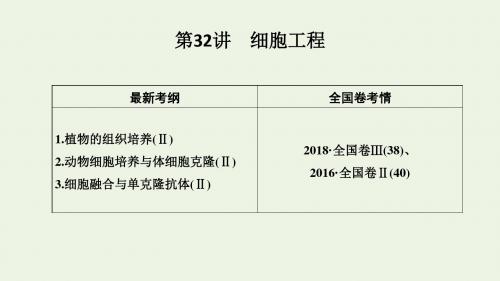 2020版高考生物总复习第32讲细胞工程课件北师大版选修3