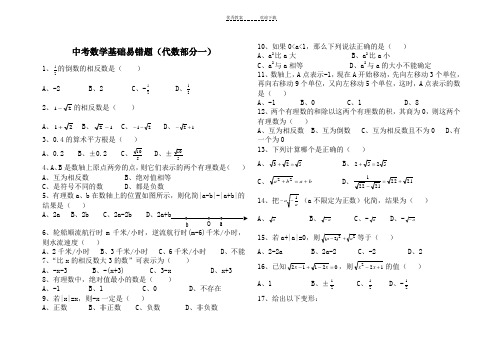 中考数学易错题数与式