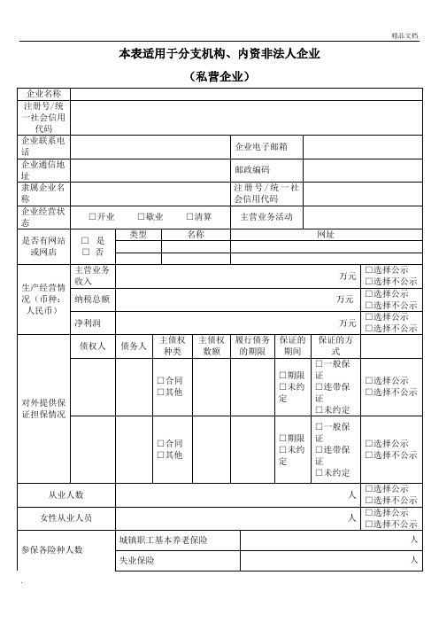 工商年报模板