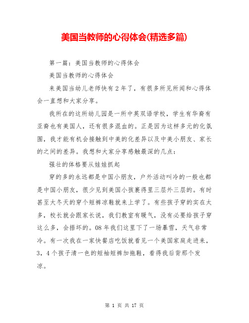 美国当教师的心得体会(精选多篇)