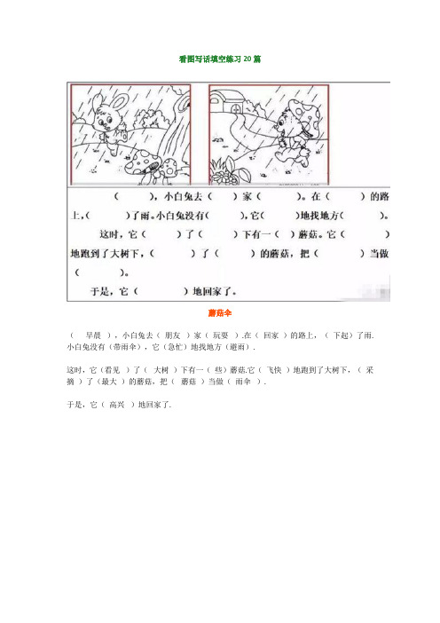 二年级看图写话填空练习20篇带答案