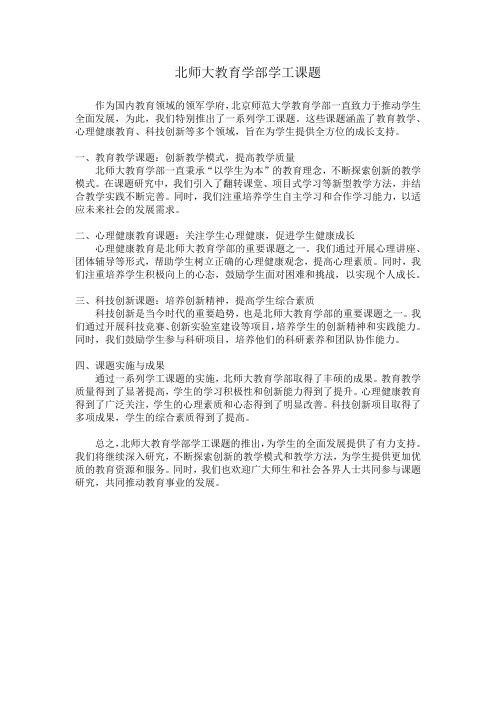 北师大教育学部学工课题