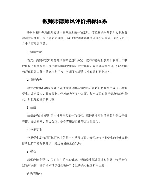 教师师德师风评价指标体系