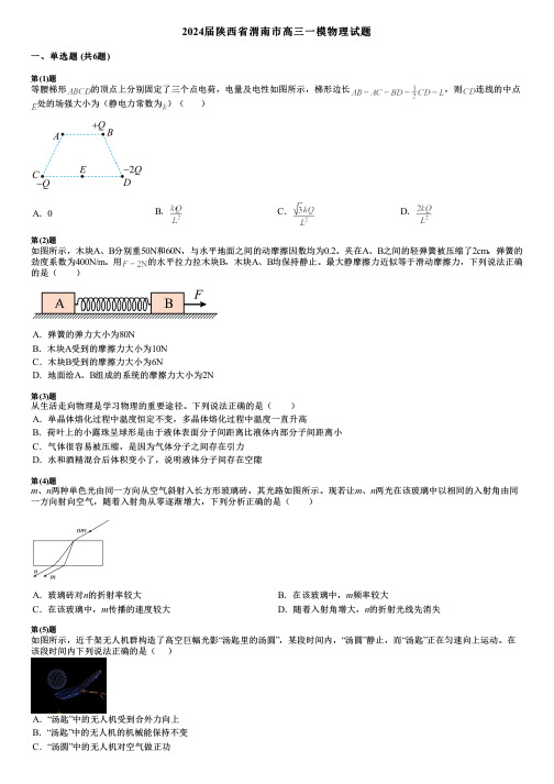 2024届陕西省渭南市高三一模物理试题