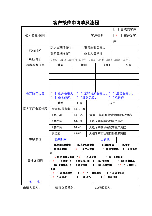 客户接待申请单1