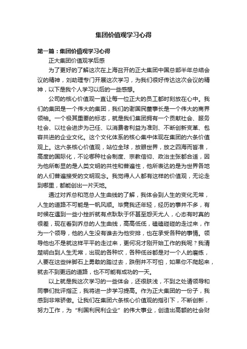 集团价值观学习心得